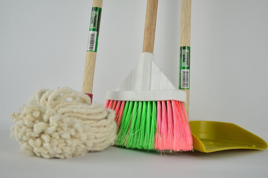 Broom dust pan mop