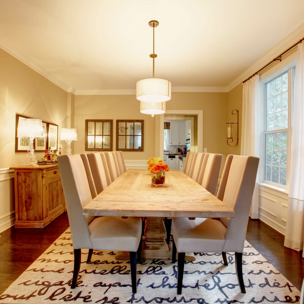 Dining room carpet flooring | Color Interiors